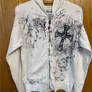 Sinful White and Black Graphic Hoodie